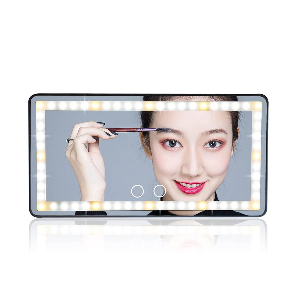 Rechargeable Car Sun Visor Vanity Mirror With LED Lights 3 Light Modes Sunshade Makeup Mirror Dimmable Led Light Cosmetic Mirror