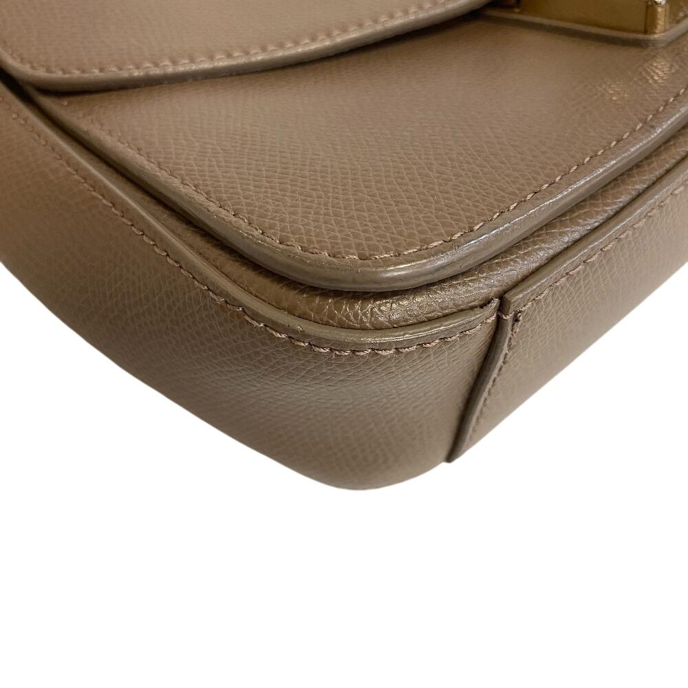 Furla Leather Metropolis Shoulder Bag Beige Leather Women Used