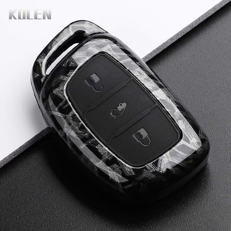 Abs Carbon Fiber Style Car Key Case Cover For Hyundai Ix35 I40 I20 I10 Tucson Elantra Creta Sonata Ioniq Accent Creata Keychain