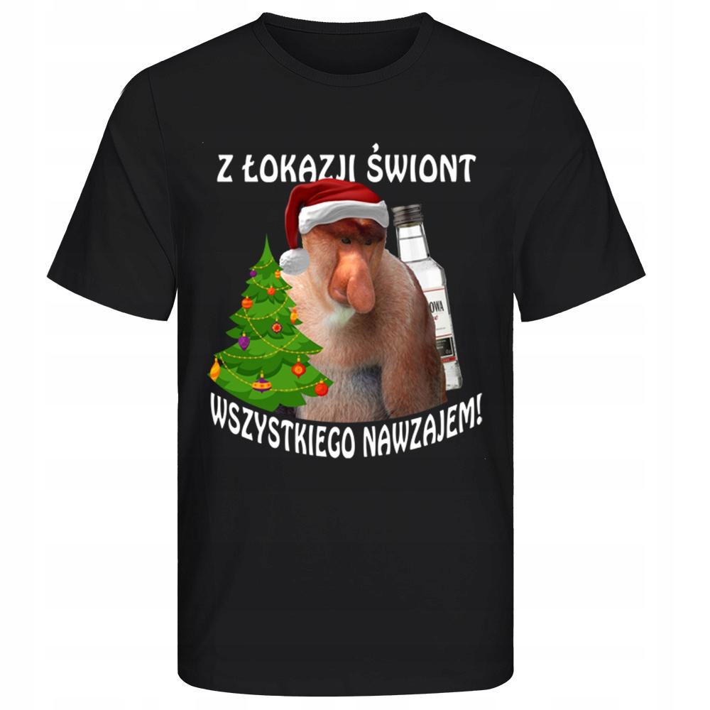 Koszulka Świąteczna z Nosaczem z Memem Śmieszny prezent Świąteczny życzenia