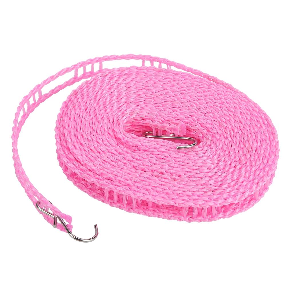 Portable Outdoor Clothes Line Clothesline Anti Skid Laundry Drying Rope 5 M Thickened (Pink)