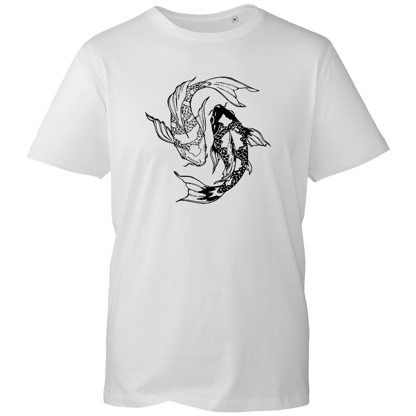 

Koi Fish Ying Yang T-shirt Drawing Japanese Inspired Gift Top Men s Unisex Tee 3XL