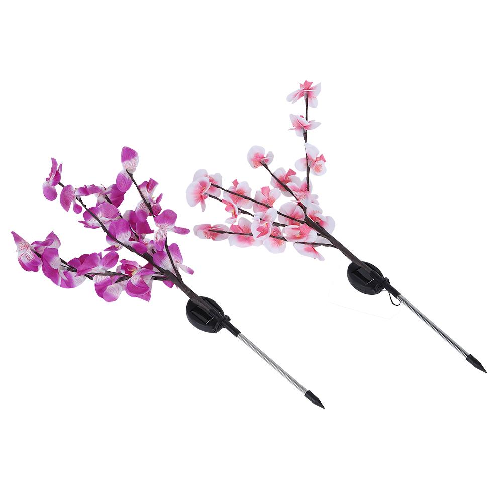 2Pcs/Set Solar Power LED Artificial Orchid Tree Lights for Garden Courtyard Lawn Decoration