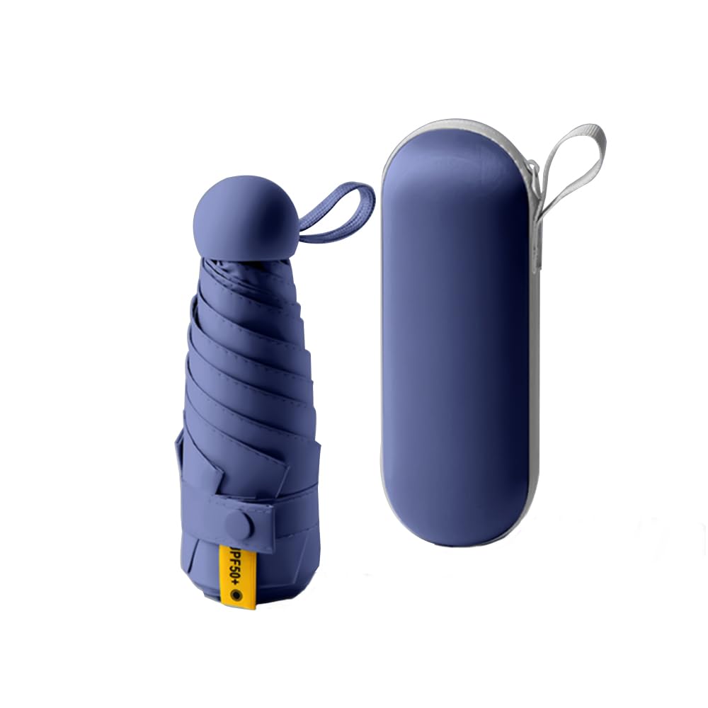 

Складной зонт для использования в солнечную и дождливую погоду, с УФ-излучением и УФ-теплом, компактный складной зонт для женщин, в комплекте с местом для хранения, удобно носить с собой синий