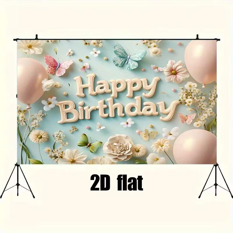 2D Birthday Banner, Flowers & Butterflies Party & Live Background