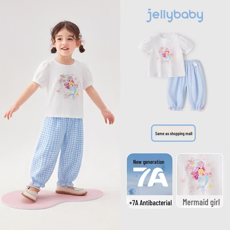 JELLYBABY Girls  3D Shell Design Short Sleeve Set 110