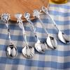 5Pcs/Set Coffee Scoop Antique Graceful Shape Alloy Royal Style Table Spoon for Home