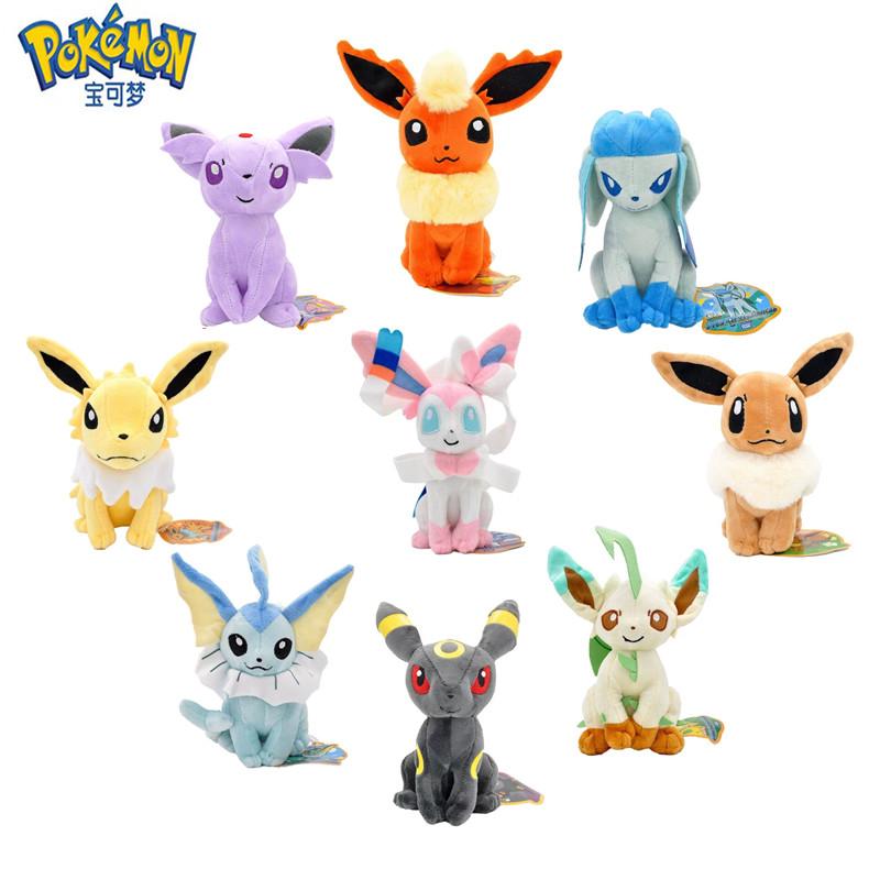 Model 9 Styles Pokemon Plush Toy Cartoon Anime Figure Eevee Jolteon Evolution Vaporeon Plush Stuffed Doll Birthday Gifts Kids