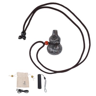 Pendentif Gourde avec Pierre de Flamme de Lampe de Poche Bois Composite Gourde Ornement Suspendu pour Cadeau