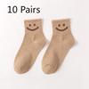 10 Pairs of Ladies Casual Cartoon Cute Smiling Face Cotton Mid Tube Socks