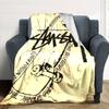 Dark Grey Camo City Text Signature Logo Flannel Blanket, Camouflage Street Style Soft Throw Blanket