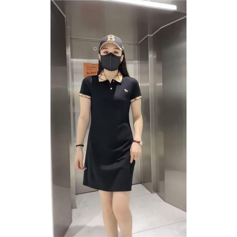 

Повседневное платье-поло с лацканами в полоску, подходящее ко всему Black 2XL