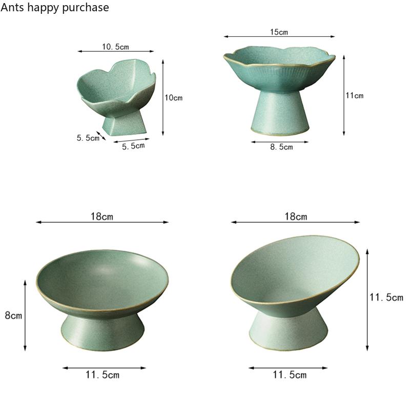 Flower Shape Ceramic Plate Refreshment Tray Tall Feet Dessert Cake Pan Fruit Tray Decorative Plate Dried Fruit Snack Plates Dish