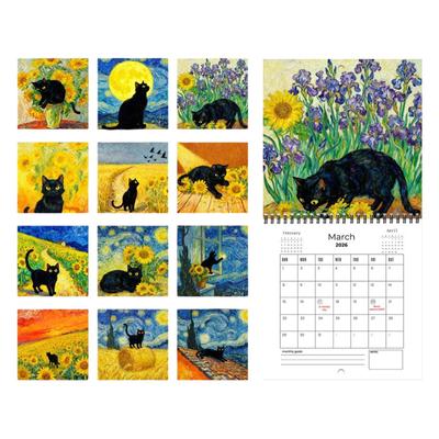 Cat Calendar 2026 Jan Dec Wall Planner Cat Monthly Calendar 2026 Adorable Healing for Home Living Room Study Room Classroom