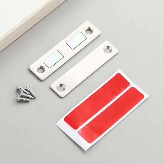 1 Set Ultra Thin Magnetic Door Catch Heavy Duty Stainless Steel Cabinet Door Magnet Adhesive Kitchen Closet Cupboard Drawer Magnetic Latch