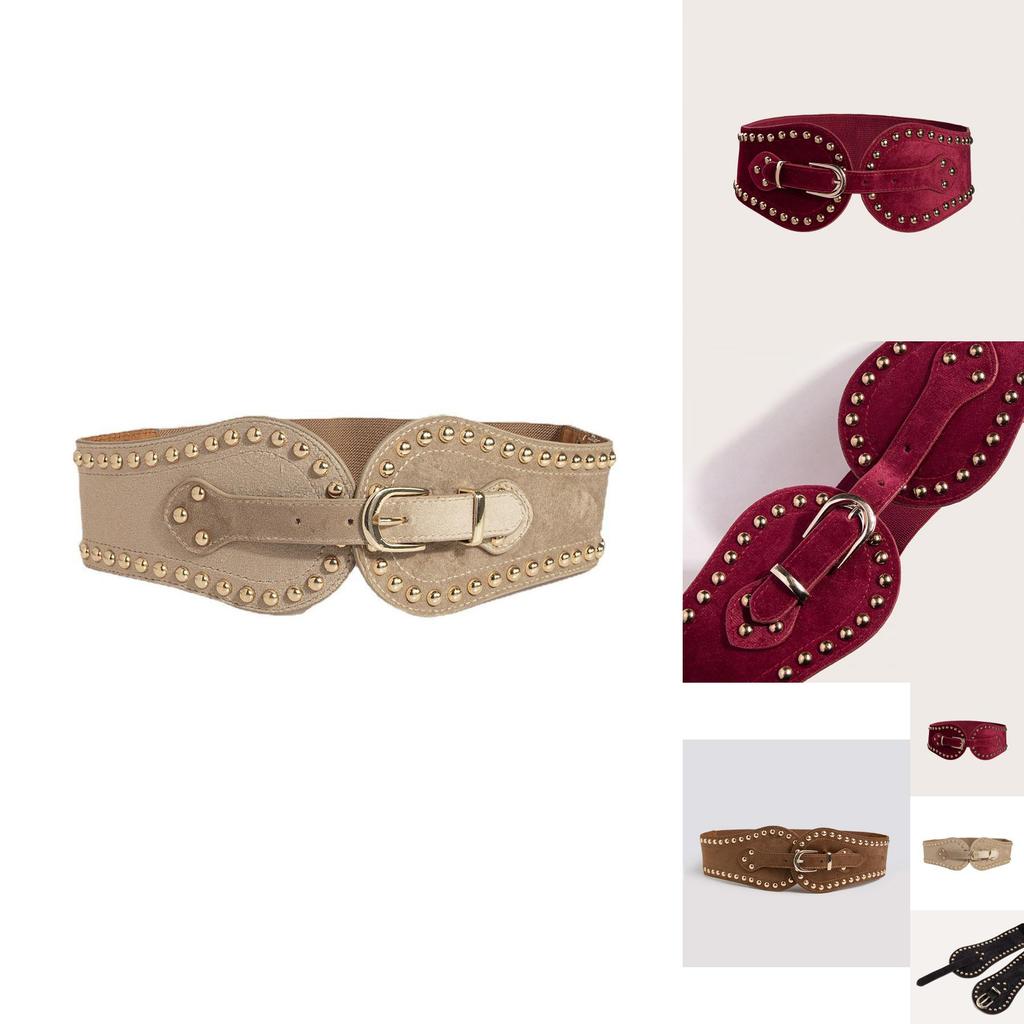 Waist Belt For Women Faux Leather With Studded Design Adjustable Wide Corset Style Fashion Accessory