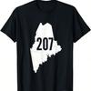 207 Maine State Area Code Outline Pride T-Shirt