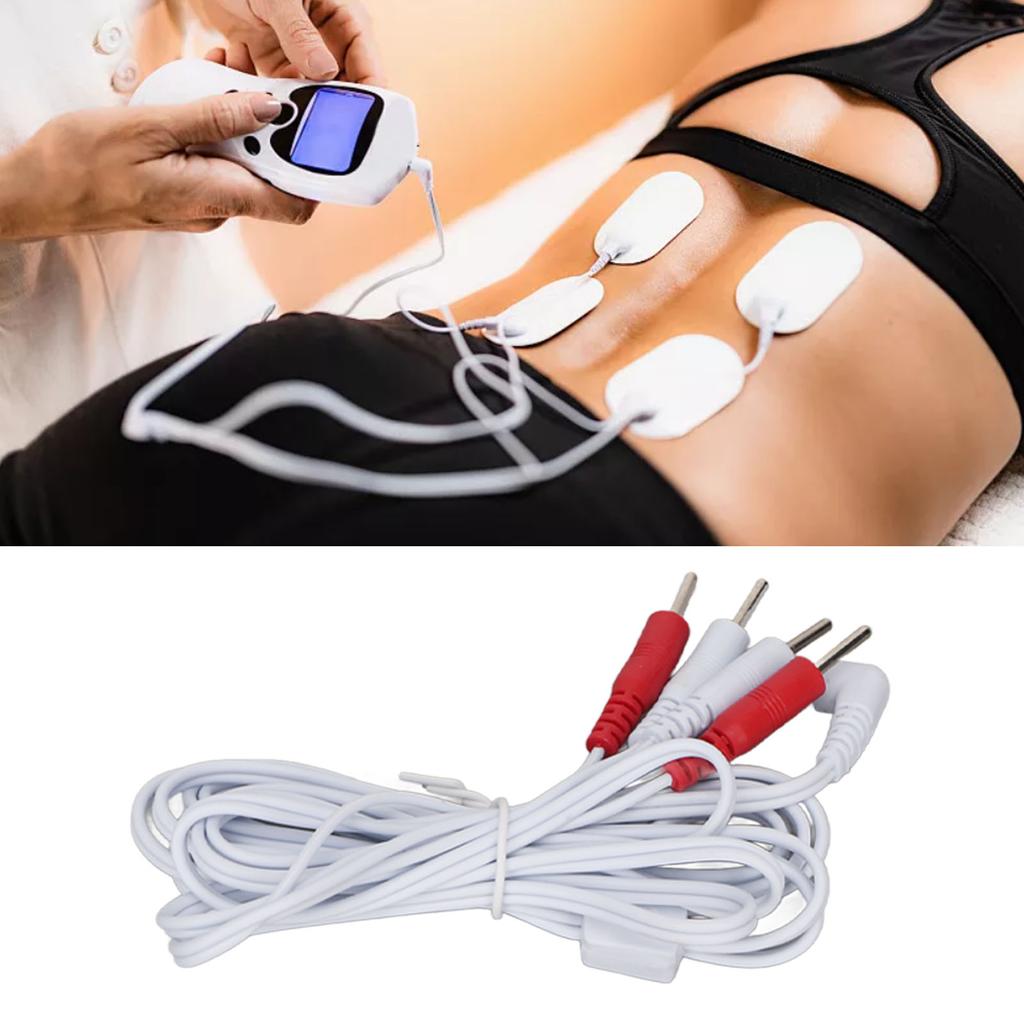 5pcs Electrode Wire 1 To 4 Pin 4.9ft Length Promote Blood Circulation Multifunctional 2.5mm Plug TENS Unit Wire White