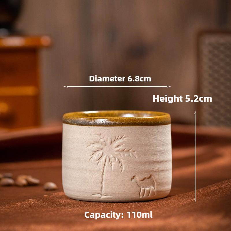 

Ближневосточная керамическая чашка для эспрессо - Расписанная вручную керамическая кружка с верблюдом, Сувенирный подарочный набор в пустынном стиле с арабским дизайном 110-300ml