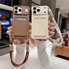 Short Rope Lanyard Phone Case For iPhone 17 Air 16 15 14 Plus 13 12 Mini 11 Pro Max X XR XS Max Card Clip Wallet Soft TPU Cover