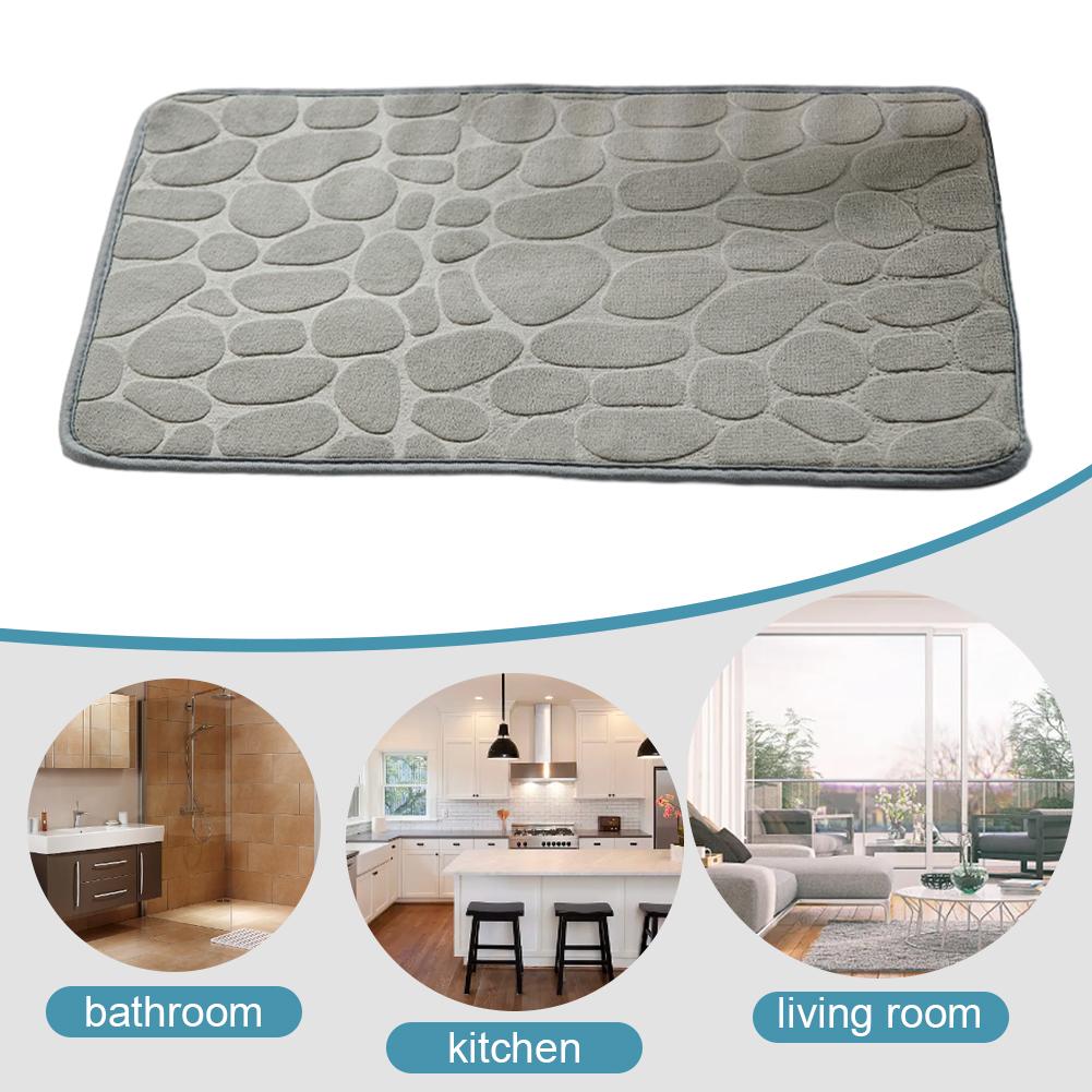 24 X 16in Cobble Pattern Bathmat Anti-slip Floor Mat Versatile Washable for Home Door Entrance