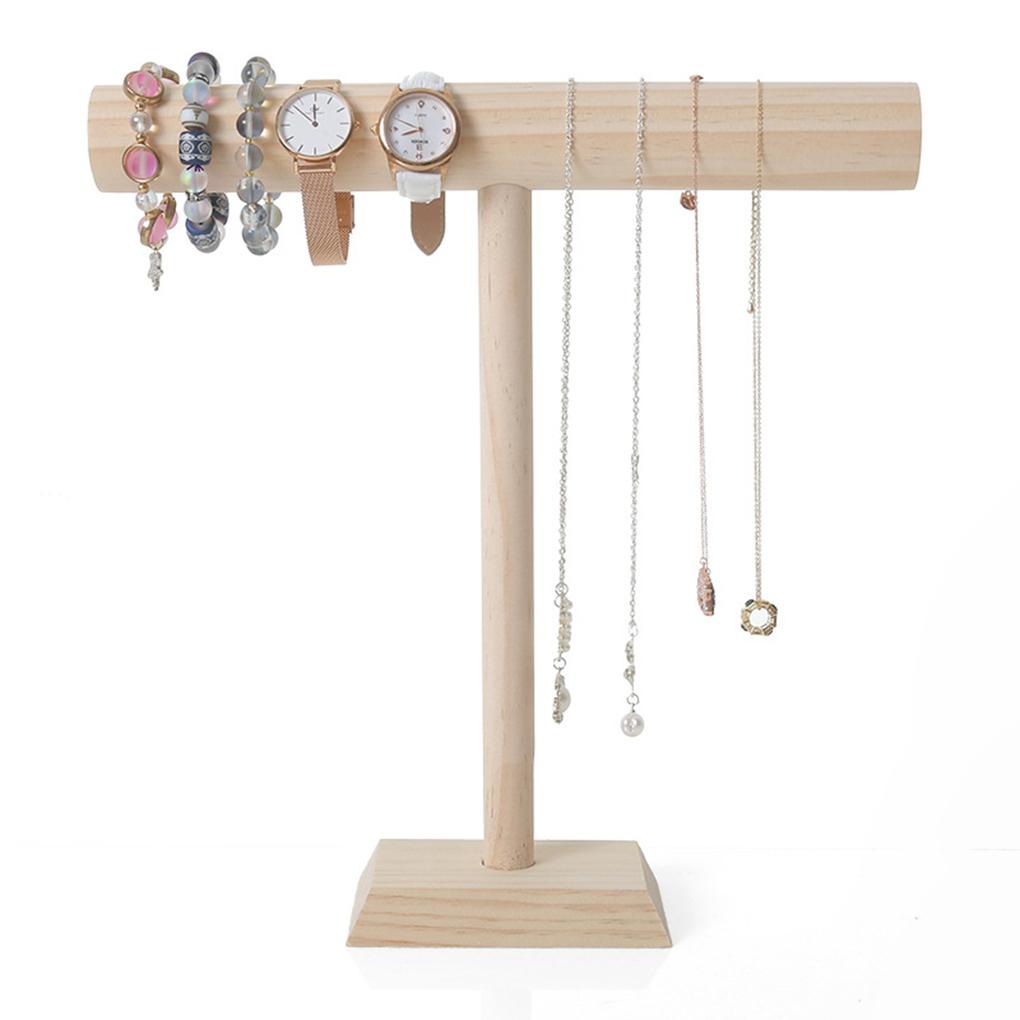 Jewelry Display Stand Wood Bedroom Dormitory Table Necklace Choker Bracelet Bangle Organizer Show Holder Rack Girls