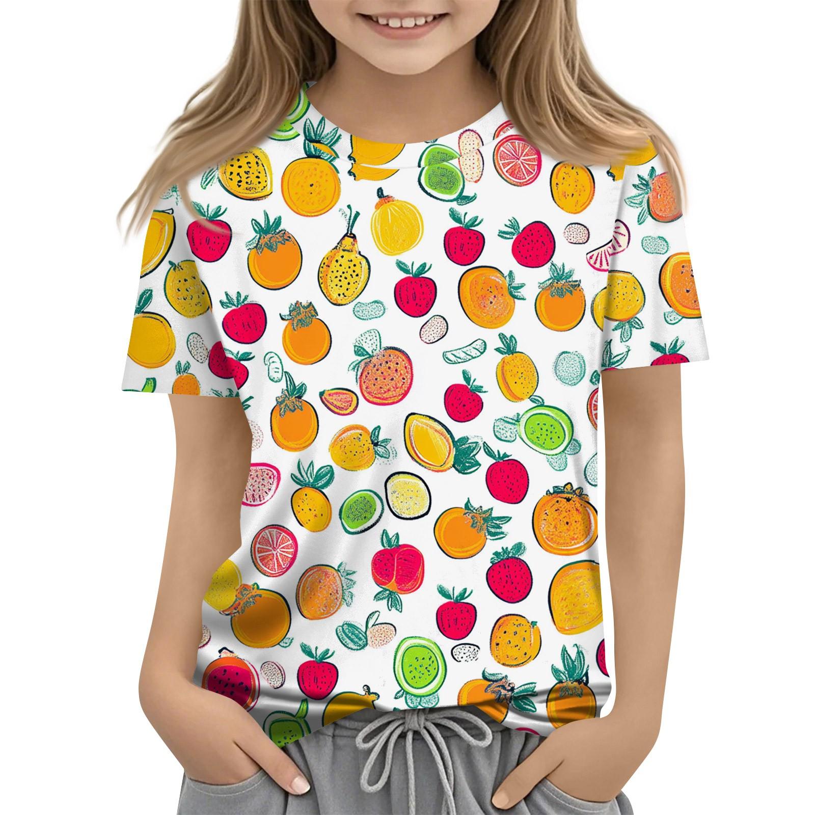 

Детская модная повседневная футболка с коротким рукавом и круглым вырезом с растительным принтом 130 циан