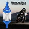 Metal Glass Inline Gas Oil Fuel Filter 8mm Thread Replacement for Motorcycle (Red)