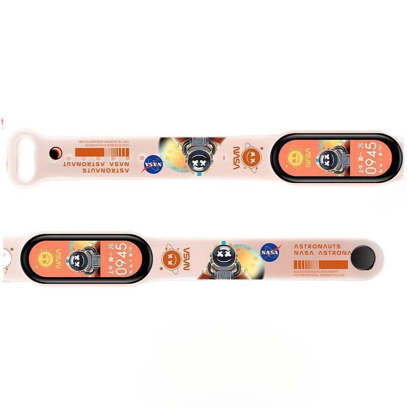 Translucent Orange NASA Cartoon Rechargeable Sport Watch with Pedometer, Vibration Alarm, and Heart Rate Monitor