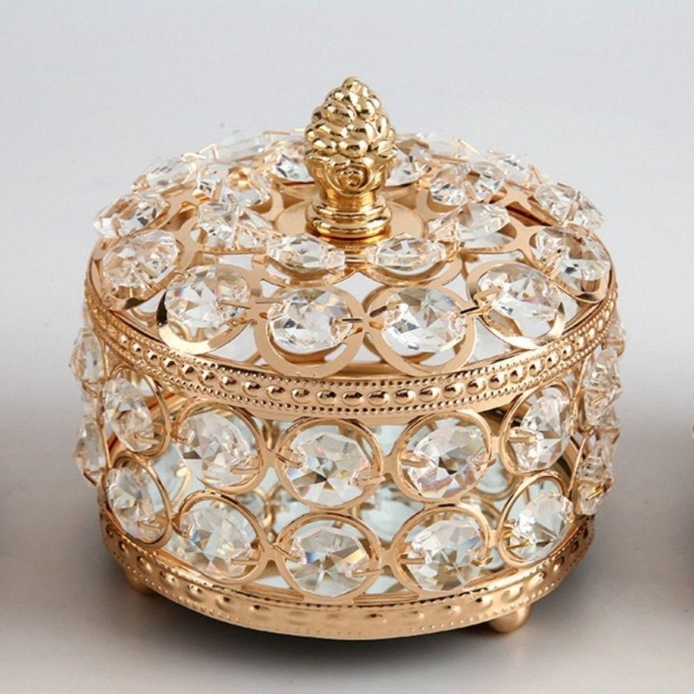 Iron Crystal Jewelry Box Electroplated Gold Jewelry Organizer Box Women Jewelry Storage