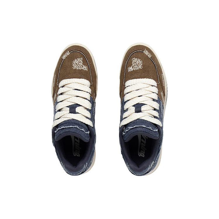Li-Ning Light Blue Denim Wear-Resistant Breathable Low-Top Skate Shoes Men sneakers Brown AGCS427-5