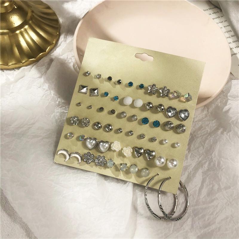 Корейский набор серег-гвоздиков с жемчугом Дондэмун для женщин – 30 пар, простой модный стиль