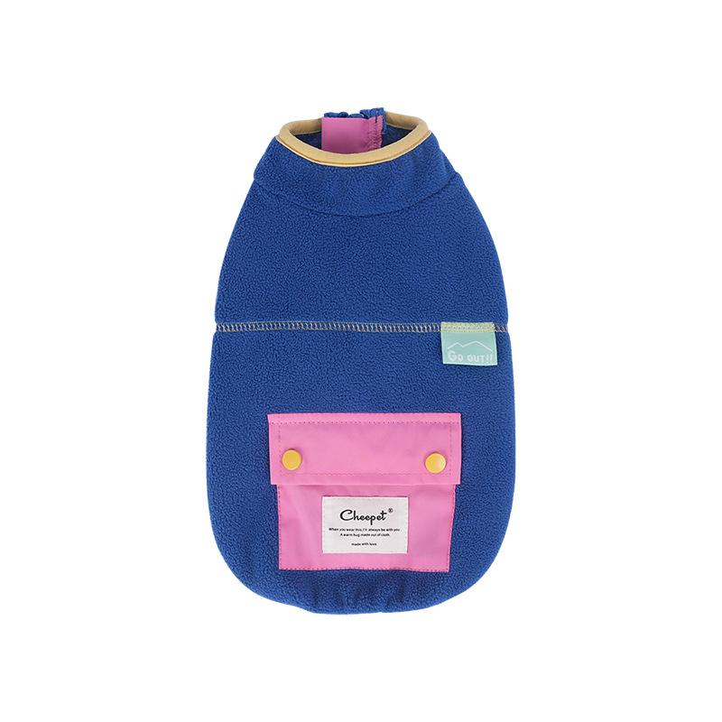 Dog autumn and winter warm vest candy color two legs fleece pocket zipper wear small and medium dog clothes