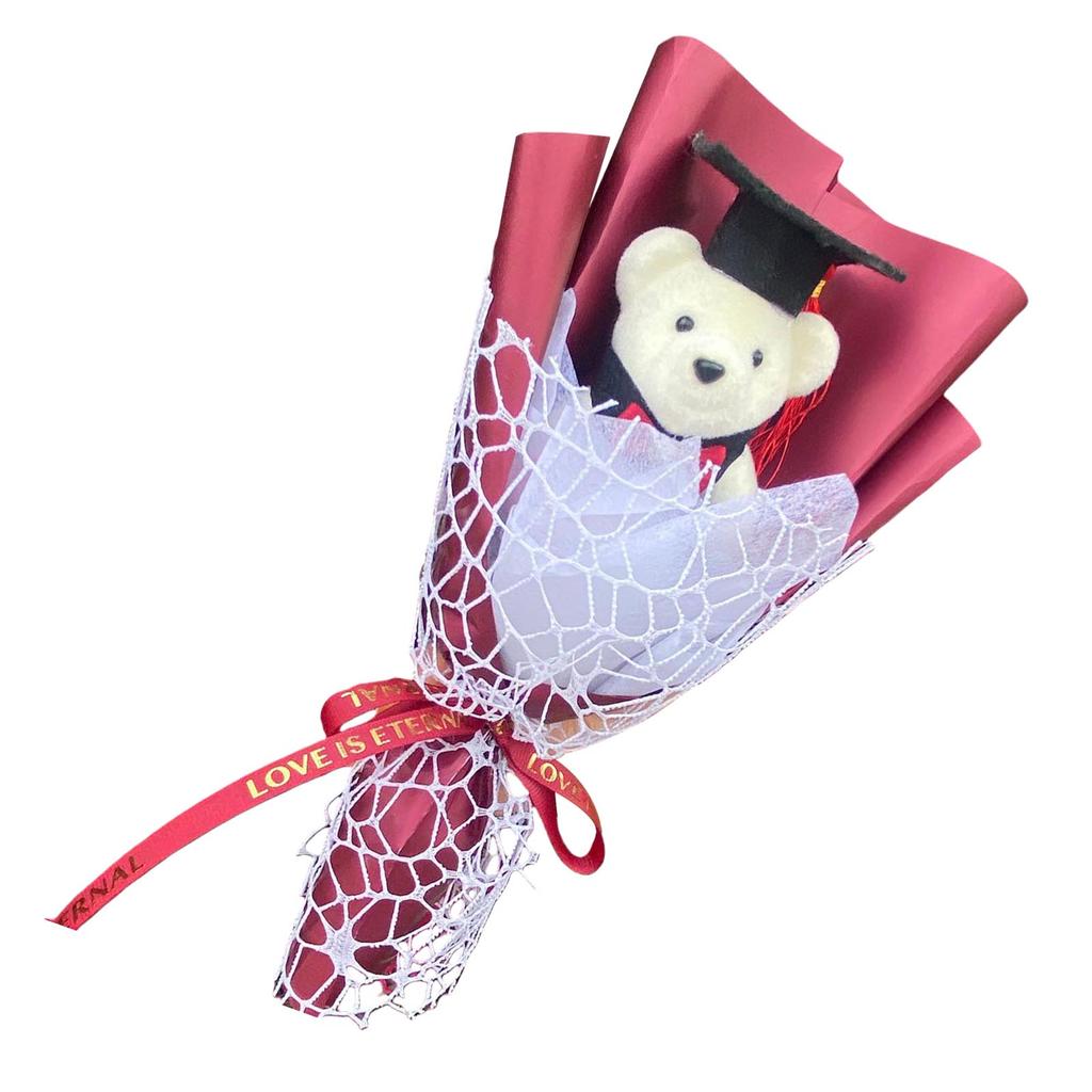 Artificial Flower Bouquets for Children Student Teacher Graduation Flower Bouquets with Toy Bear for Graduation Ceremony
