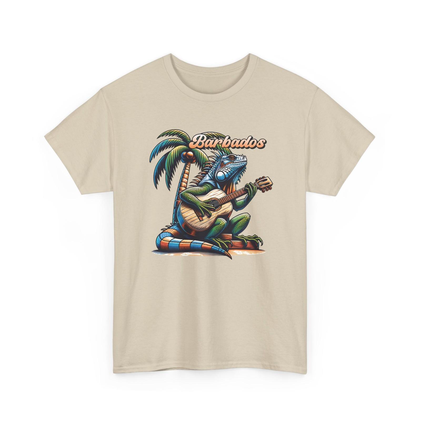 Barbados Guitar Playing Iguana T-Shirt | Tropical Palm Beach Vibes S разноцветный