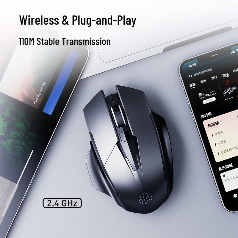 INPHIC A1V2 Wireless Bluetooth Tri-Mode Rechargeable Silent Mouse