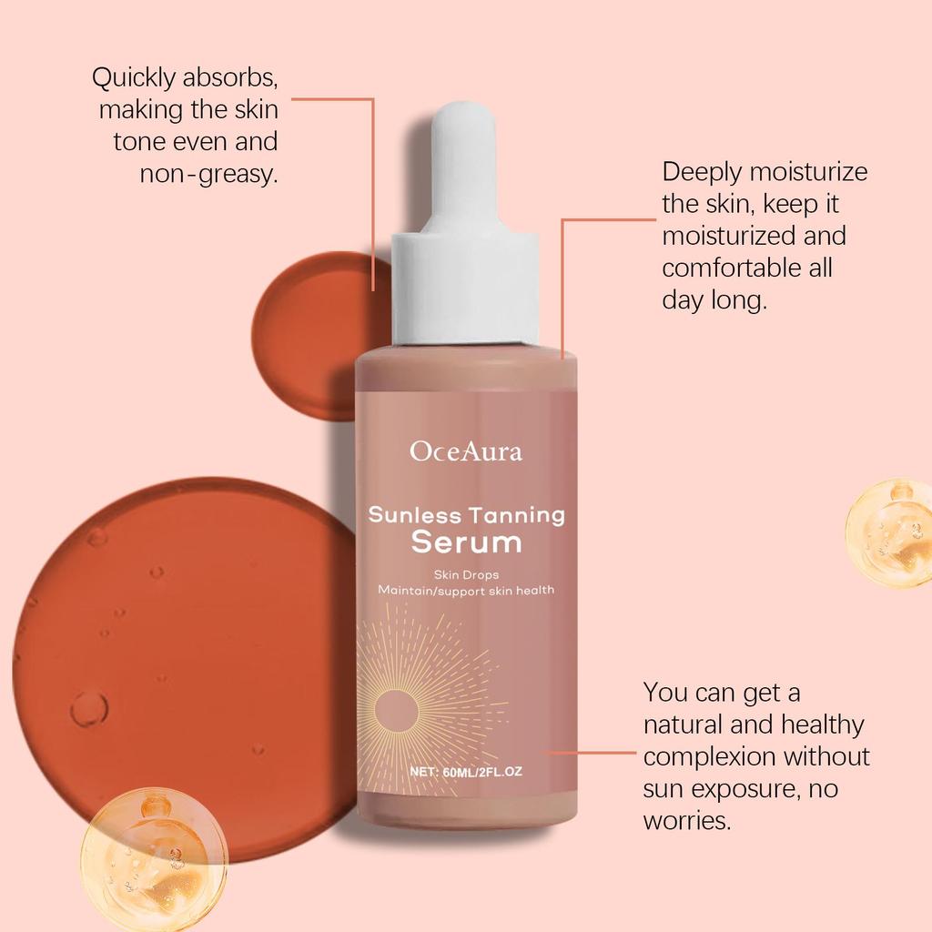 Siero OceAura Potenziatore Abbronzatura Naturale alle Erbe – Aiuto per l'Abbronzatura Estiva in Spiaggia per Tono di Pelle Dorato e Idratante per il Corpo