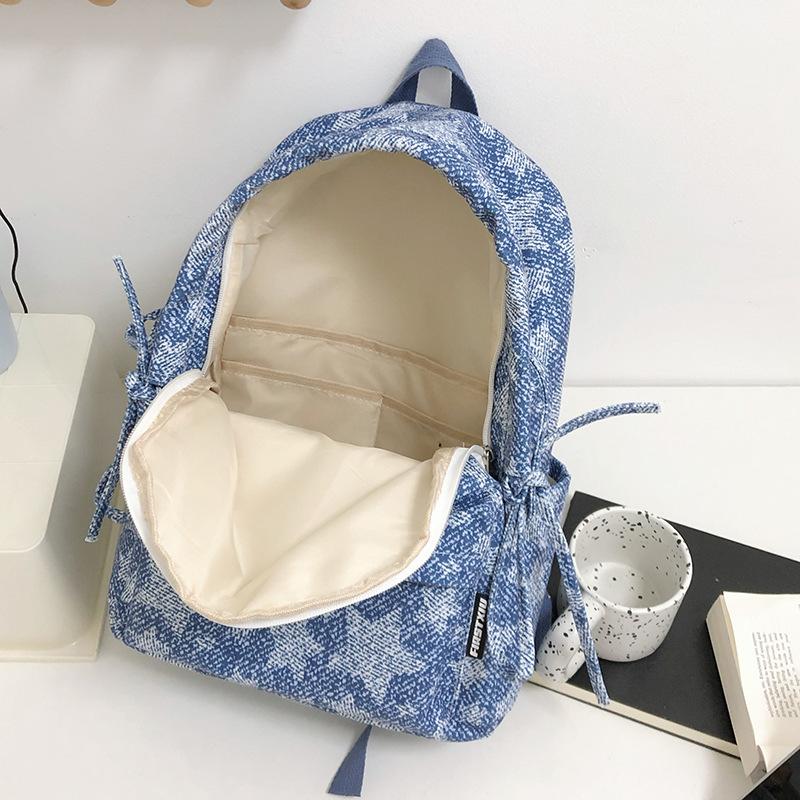 Schoolbag high value ins sweet wind girl bow plaid backpack Han Faner design sense primary and secondary school backpack