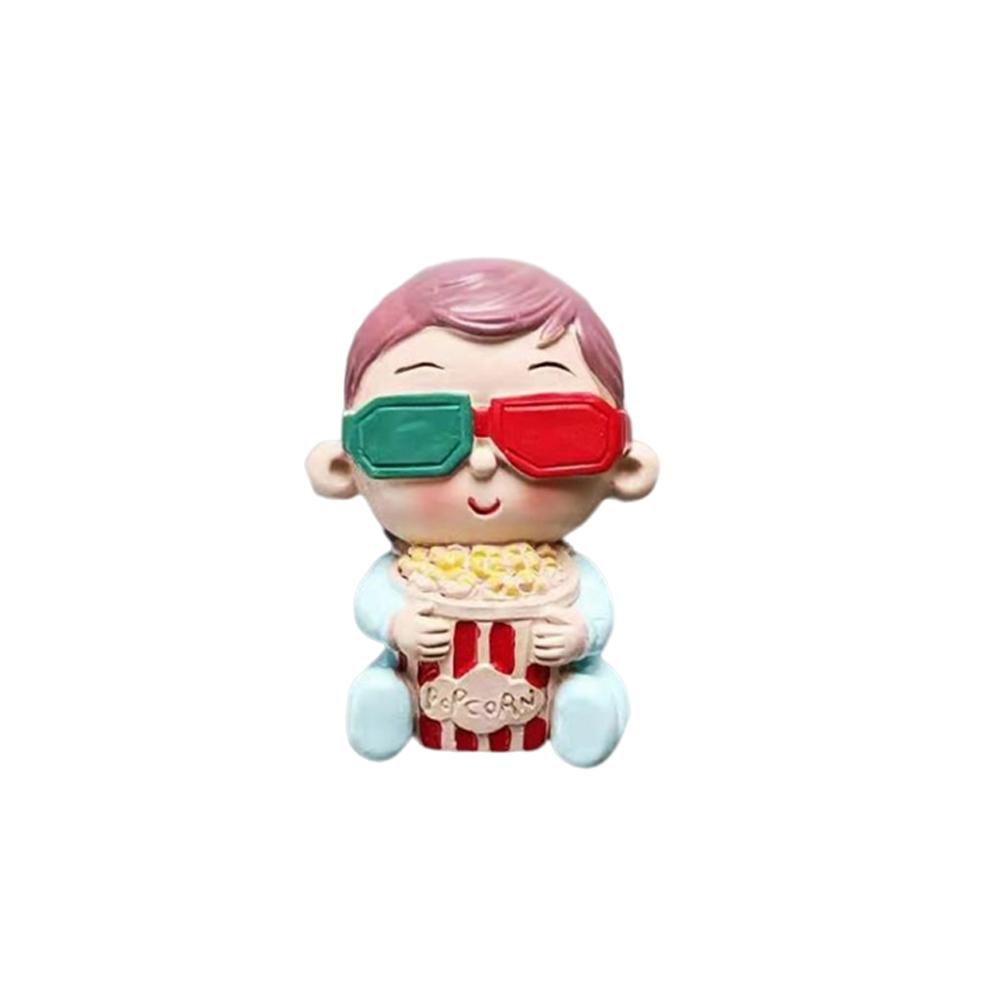 Cartoon Cute Movie Popcorn Boys And Girls Creative Personality 3D Resin Design Refrigerator Stickers Home Decorations Gifts
