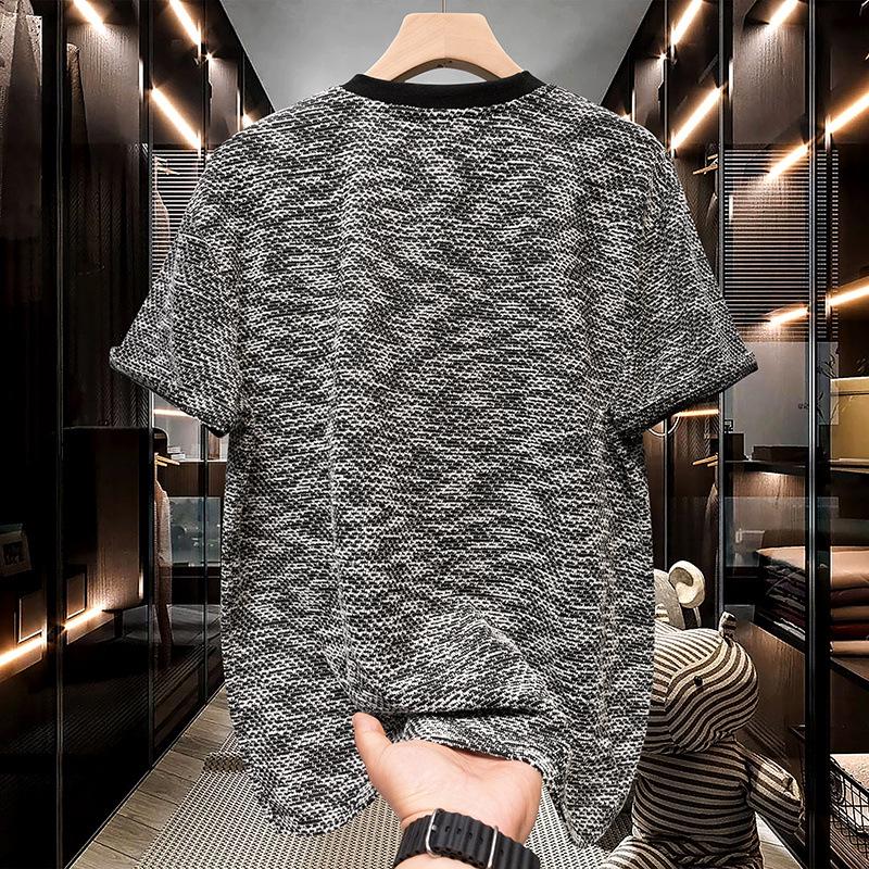 Trendy Summer Breathable Knit Crew Neck T-shirt, Regular Fit, Five-Sleeve, Stylish Daily Wear