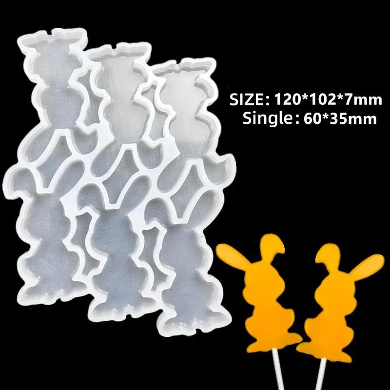 Silicone Lollipop Molds Round Heart Star Rabbit Shape Candy Mold Cake Topper Decorating Tools Chocolate Biscuit Baking Mould