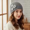 Elastic Knitted Woolen Hat Solid Color Flower Beanie Hat Personality Winter Warm Hat  Girl