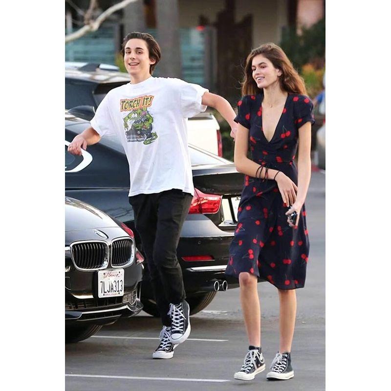 

Women s Sexy High Waist Waist-Defined Irregular Dress Cherry Print one-piece belt Dress S