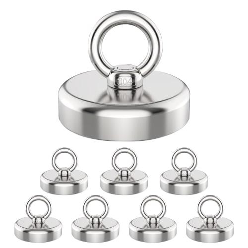 

YESCUT Super Strong Magnetic Hooks (Set of 8), 17kg Weight Capacity, 25mm Diameter, 304 Stainless Steel, Strong Magnets, Rust-Resistant, Removable Hoo
