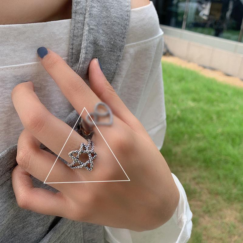 

Stunning 925 Sterling Silver Heart And Star Hollow Ring For Women Unique Fashion Accessory J1193