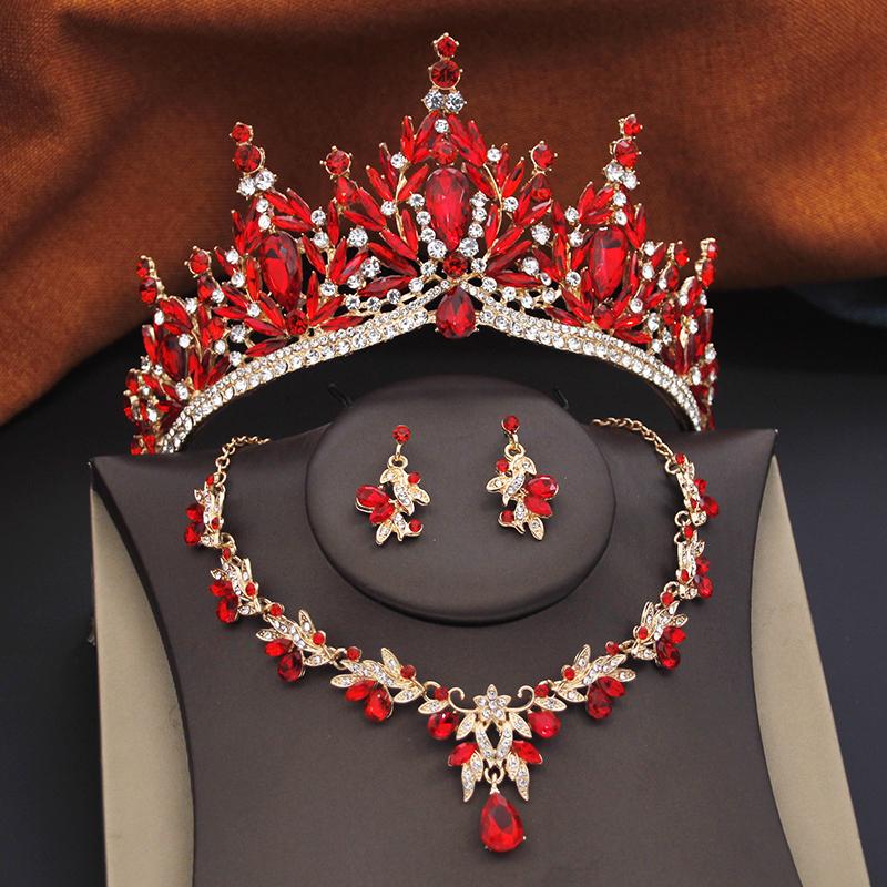 Princess Bridal Jewelry Sets for Women Wedding Crown Tiaras and Choker Necklace Earrings Bride Party Costume Jewelry Accessories