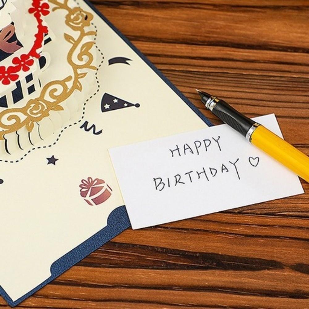 Cake Shape 3D Pop Up Birthday Card Hollow Paper Carving Invitation Card  Birthday Party