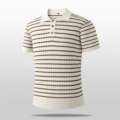 Gestreiftes Eis Seide Kurzarm POLO Shirt Für Männer, Kurzarm Hemd mit Kragen, T-Shirt, Strickpullover, Polo Shirt, T-Shirt Für Männer