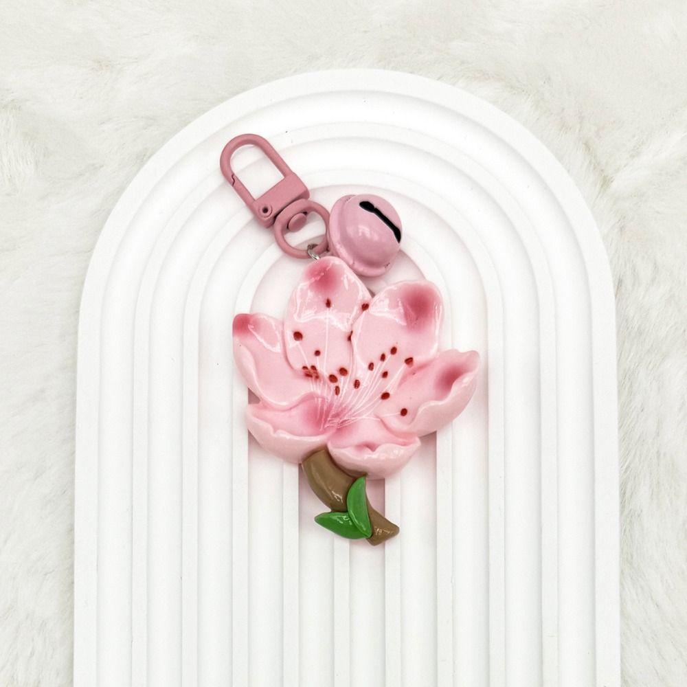 Tulip Peach Flower Keychain Lotus Car Key Ring Lovely Peach Blossom Pendant  Key Decor