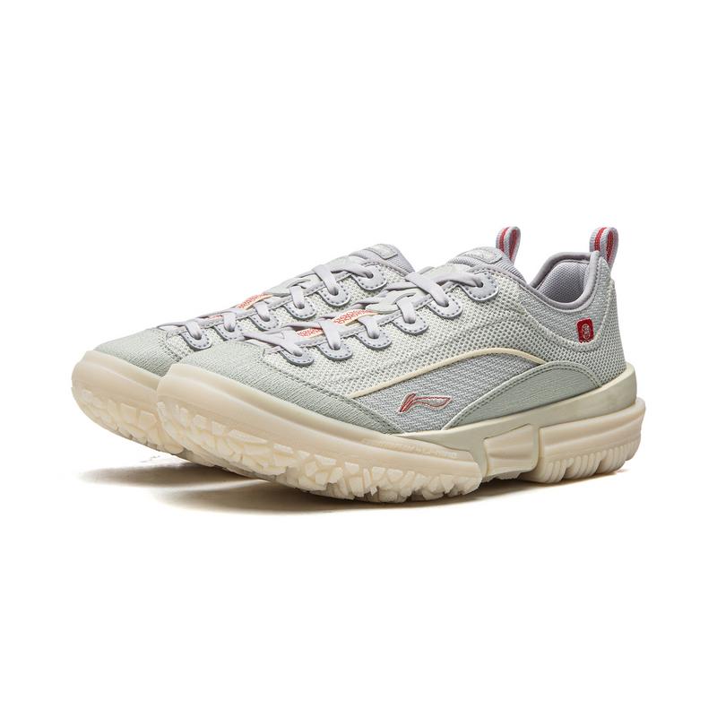 Li Ning Outdoor CF Tracing Low Top Mountaineering Hiking Shoes Women's White Birch Gray AHCW044-7